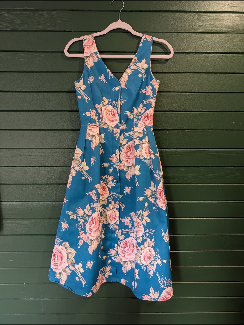 1861 Teal Floral A-Line Dress